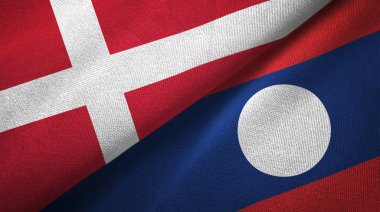 Danimarka ve Laos iki bayrak tekstil bezi.