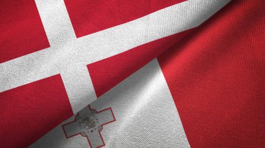 Danimarka ve Malta iki bayraktekstil kumaş, kumaş doku