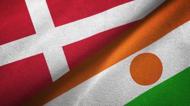 Danimarka ve Nijer iki bayrak tekstil kumaş, kumaş doku