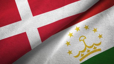 Danimarka ve Tacikistan iki bayrak tekstil kumaş, kumaş doku