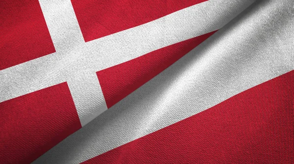 Denmark and Poland two flags textile cloth, fabric texture — Stock Photo, Image