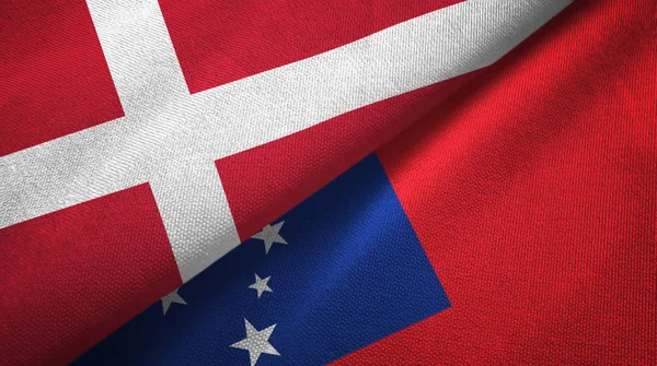 デンマークとサモア2つの旗織物布、生地の質感 — ストック写真