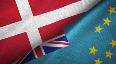 Danimarka ve Tuvalu iki bayrak tekstil kumaş, kumaş doku