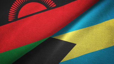 Malavi ve Bahamalar iki bayraklar tekstil kumaş, kumaş doku 