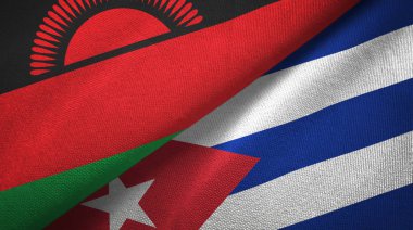 Malavi ve Küba iki bayrak tekstil kumaş, kumaş doku