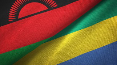Malavi ve Gabon iki bayraklar tekstil kumaş, kumaş doku