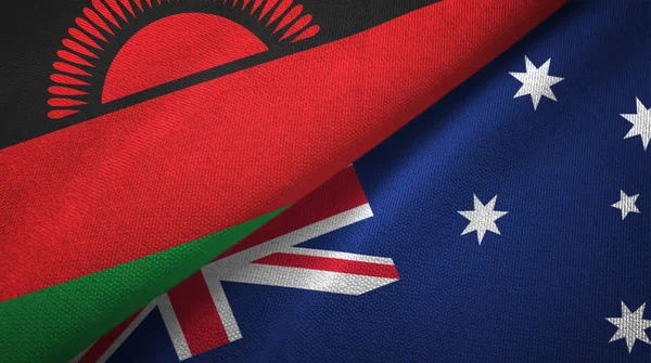 马拉维和澳大利亚两旗纺织布，织物质地 — 图库照片