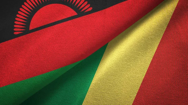 Malawi and Congo two flags textile cloth, fabric texture — Stock Photo, Image