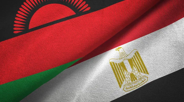 Malawi and Egypt two flags textile cloth
