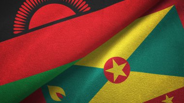 Malavi ve Grenada iki bayraklar tekstil kumaş, kumaş doku
