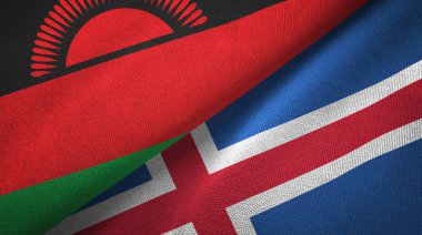 Malavi ve İzlanda iki bayraklar tekstil kumaş, kumaş doku