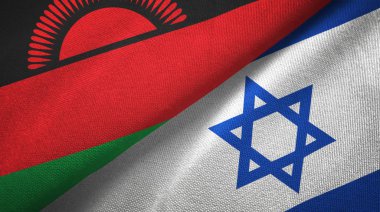 Malavi ve İsrail iki bayrak tekstil kumaş, kumaş doku