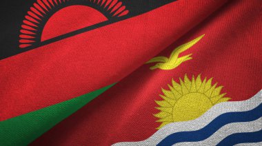 Malavi ve Kiribati iki bayraklar tekstil kumaş, kumaş doku