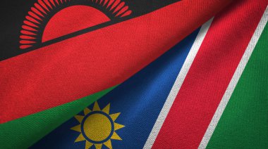 Malavi ve Namibya iki bayraklar tekstil kumaş, kumaş doku