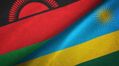 Malavi ve Ruanda iki bayrak tekstil kumaş, kumaş doku