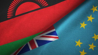 Malavi ve Tuvalu iki bayrak tekstil kumaş, kumaş doku