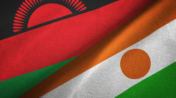 Μαλάουι και Νίγηρα δύο σημαίες υφαντικών υφασμάτων, υφή υφάσματος — Φωτογραφία Αρχείου