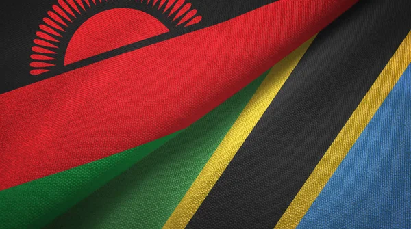 Malavi ve Tanzanya iki bayrak tekstil kumaş, kumaş doku