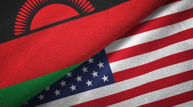 Malavi ve Amerika Birleşik Devletleri iki bayraklar tekstil kumaş, kumaş doku
