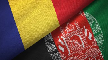 Romanya ve Afganistan iki bayrak tekstil kumaş, kumaş doku 