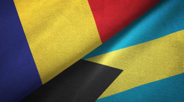 Romanya ve Bahamalar iki bayrak tekstil kumaş, kumaş doku 