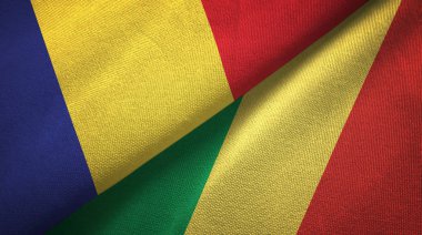 Romanya ve Kongo iki bayrak tekstil kumaş, kumaş doku 