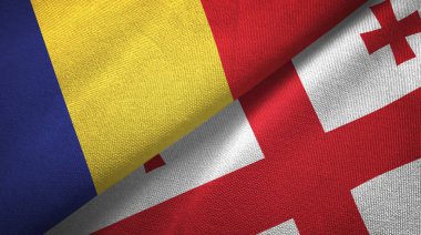 Romanya ve Gürcistan iki bayraktekstil kumaş, kumaş doku