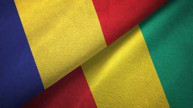 Romanya ve Gine iki bayrak tekstil kumaş, kumaş doku