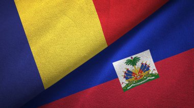 Romanya ve Haiti iki bayraklar tekstil kumaş, kumaş doku