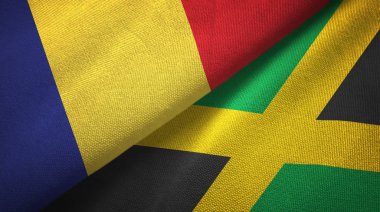 Romanya ve Jamaika iki bayraktekstil kumaş, kumaş doku
