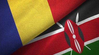 Romanya ve Kenya iki bayrak tekstil kumaş, kumaş doku