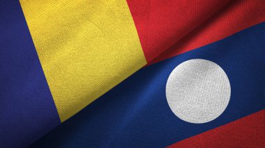 Romanya ve Laos'a iki bayrak tekstil bezi.