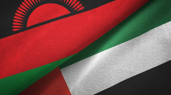 Malawi and United Arab Emirates two flags textile cloth, fabric texture — Stock Photo, Image