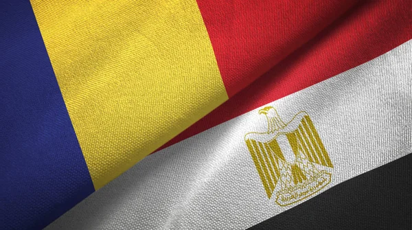 Romania and Egypt two flags textile cloth