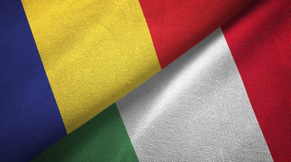 Romanya ve İtalya iki bayraktekstil kumaş, kumaş doku