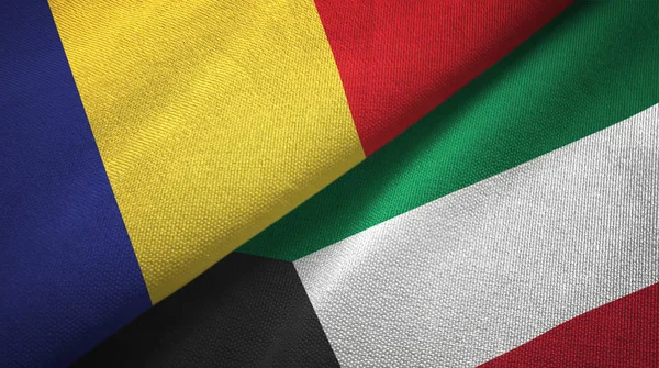 Romanya ve Kuveyt iki bayrak tekstil kumaş, kumaş doku