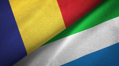 Romanya ve Sierra Leone iki bayraklar tekstil kumaş, kumaş doku