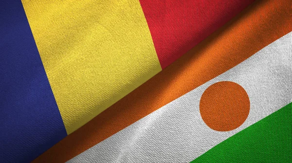 Romania and Niger two flags textile cloth, fabric texture