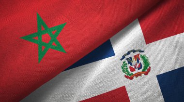 Fas ve Dominik Cumhuriyeti iki bayraklar tekstil kumaş, kumaş doku