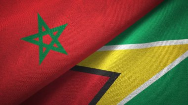 Fas ve Guyana iki bayraklar tekstil kumaş, kumaş doku