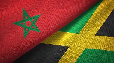 Fas ve Jamaika iki bayraklar tekstil kumaş, kumaş doku