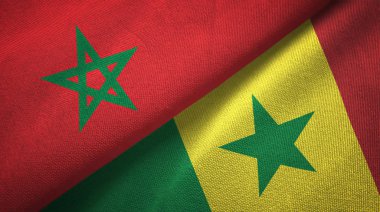 Fas ve Senegal iki bayraklar tekstil kumaş, kumaş doku