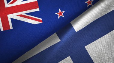 Yeni Zelanda ve Finlandiya iki bayraklar tekstil kumaş, kumaş doku