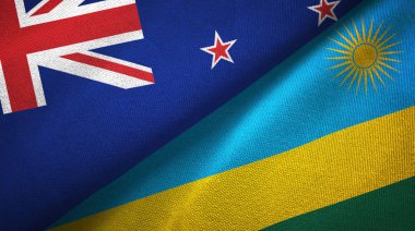 Yeni Zelanda ve Ruanda iki bayrak tekstil kumaş, kumaş doku