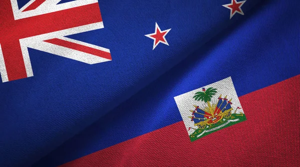 新西兰和海地两旗纺织布，织物质地 — 图库照片