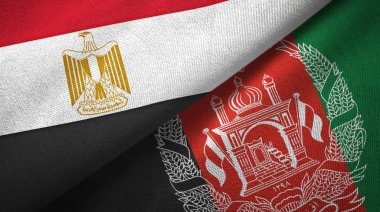 Mısır ve Afganistan iki bayrak tekstil kumaş, kumaş doku 