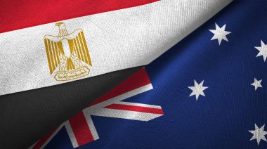 Mısır ve Avustralya iki bayraklar tekstil kumaş, kumaş doku 