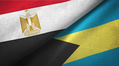 Mısır ve Bahamalar iki bayrak tekstil kumaş, kumaş doku 