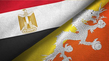 Mısır ve Butan iki bayrak tekstil kumaş, kumaş doku 