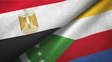 Mısır ve Komorlar iki bayrak tekstil kumaş, kumaş doku